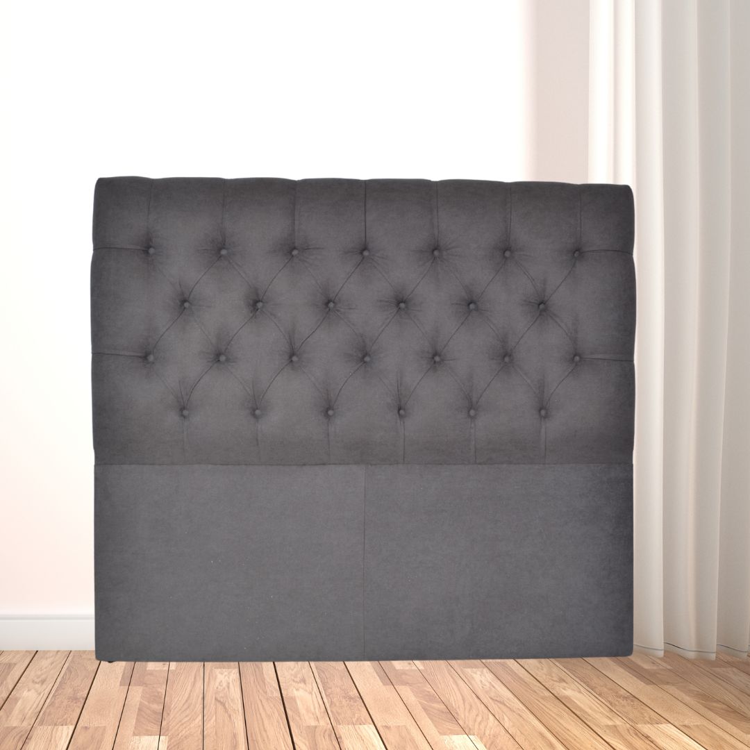 Respaldo de Cama Capitoné 2 Plazas Velvet Gris