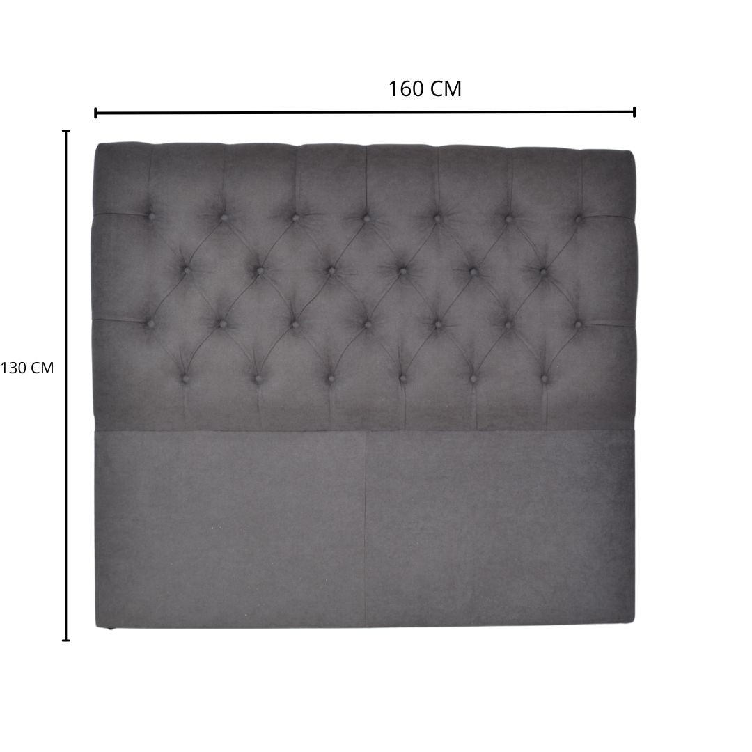 Respaldo de Cama Capitoné 2 Plazas Velvet Gris
