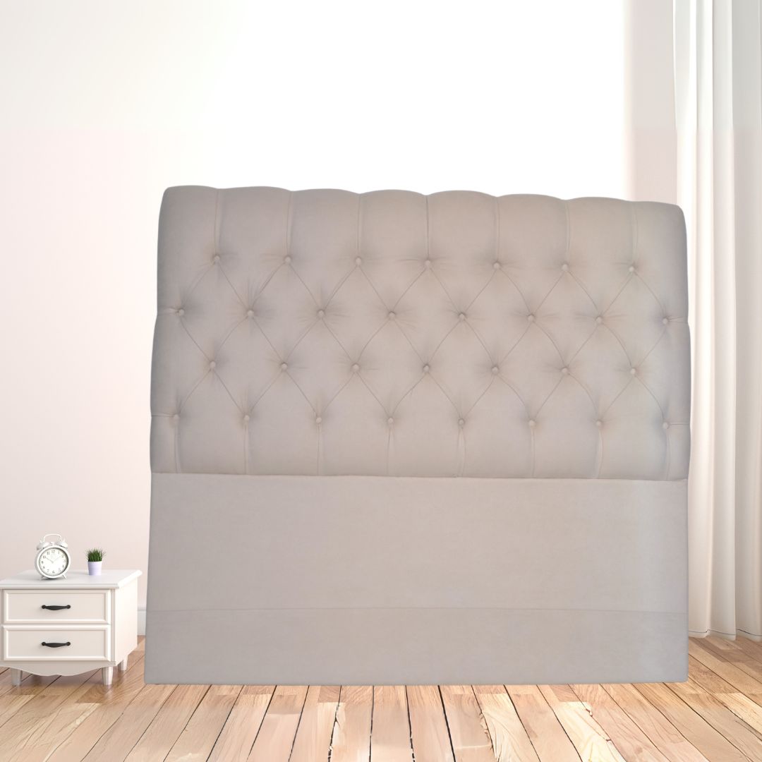 Respaldo de Cama Capitoné 2 Plazas Velvet Marfil