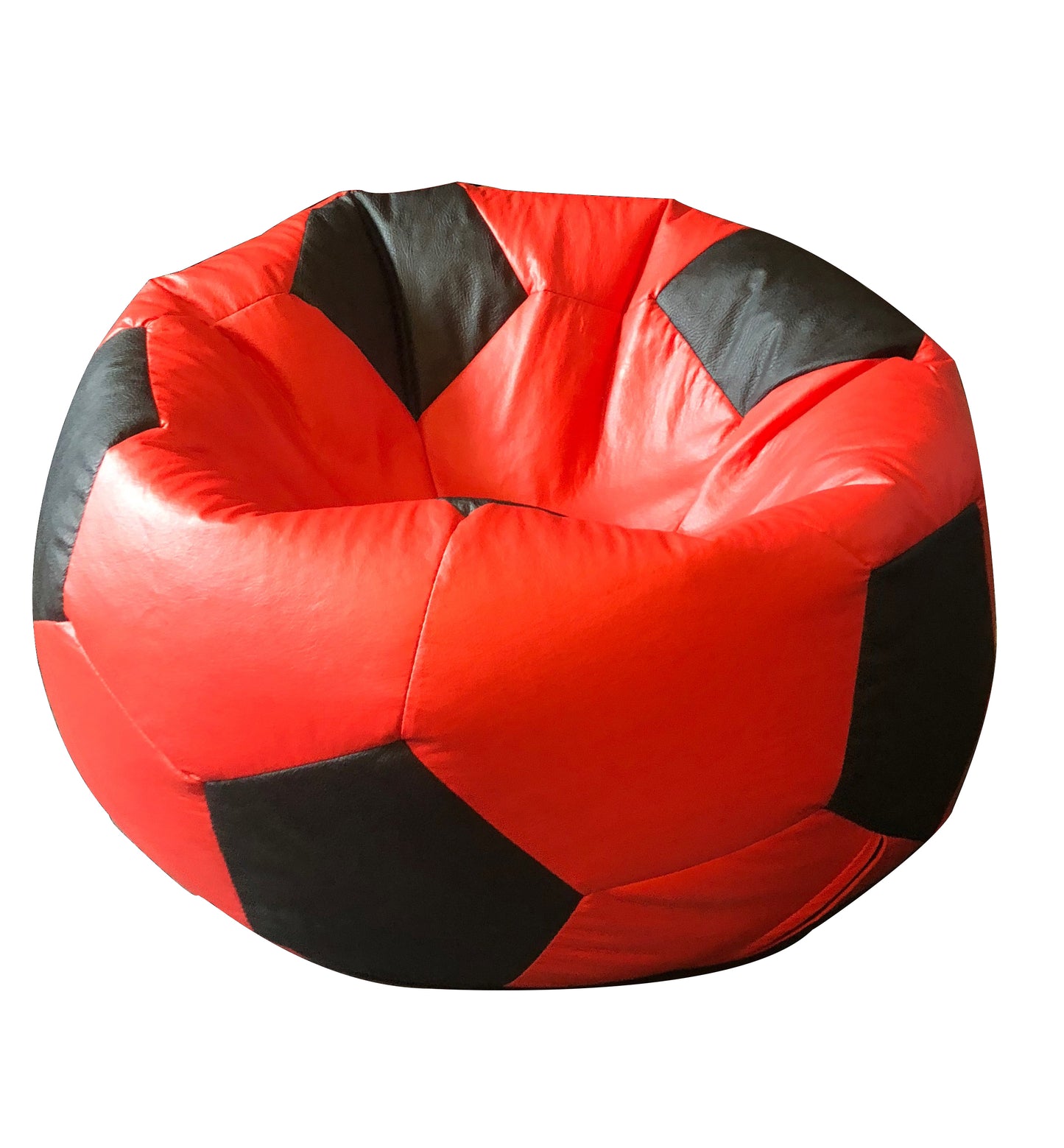 Puff Pelota Rojo con Negro Ecocuero