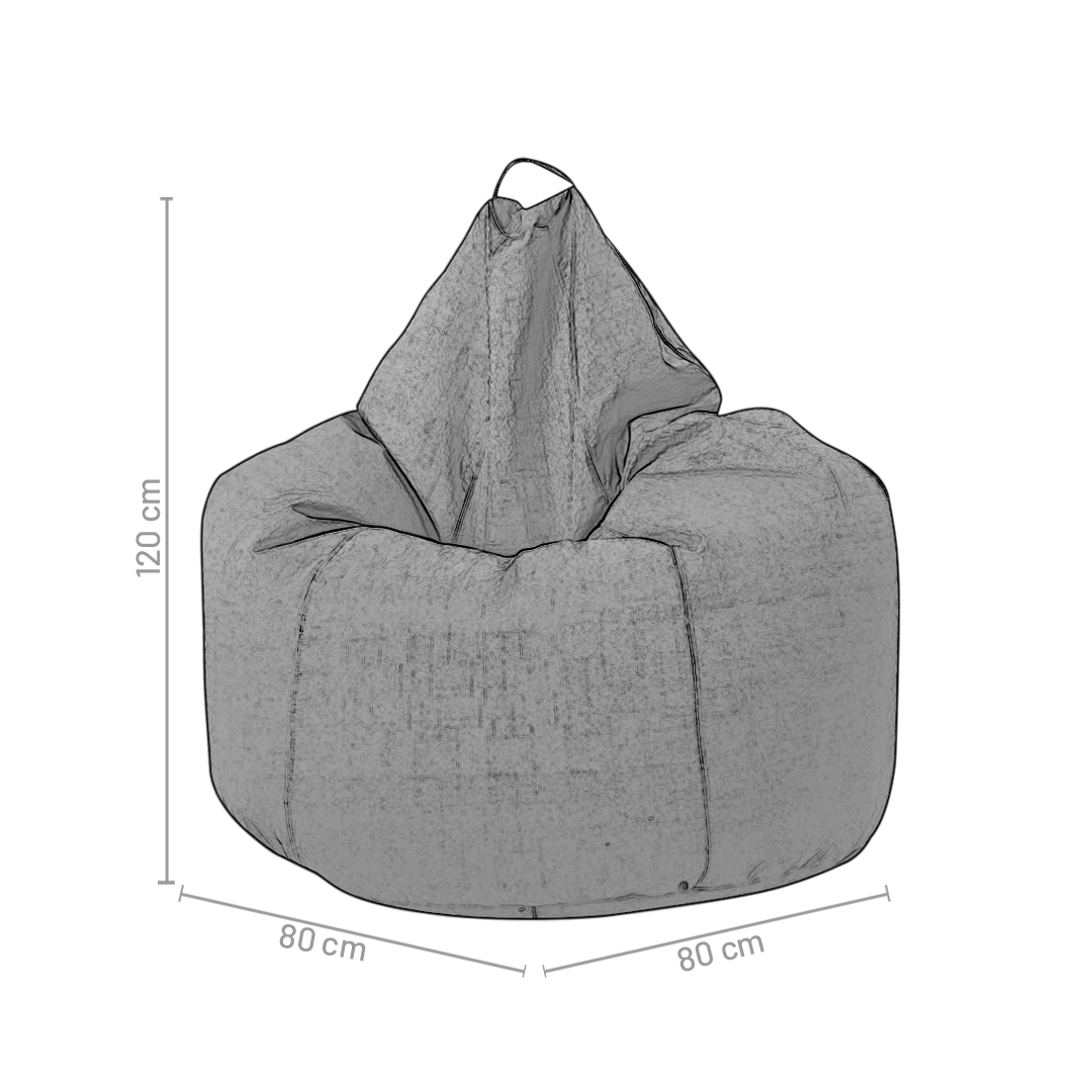Puff Pera Adulto Lona Gris con Relleno