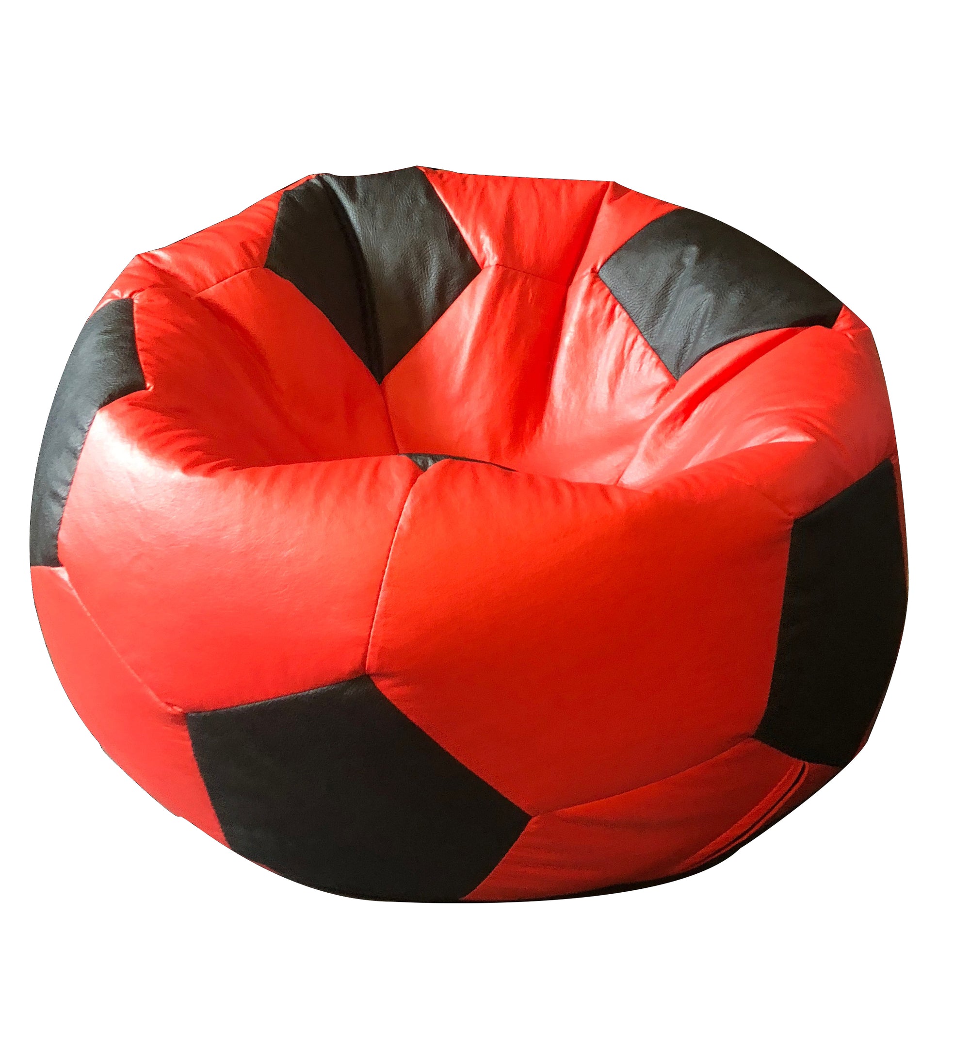 Puff  Pelota Rojo con Negro Ecocuero