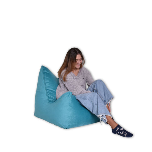 Puff Sillón Felpa Turquesa con Relleno