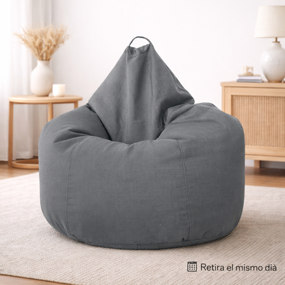 Puff Pera Adulto Lona Gris con Relleno