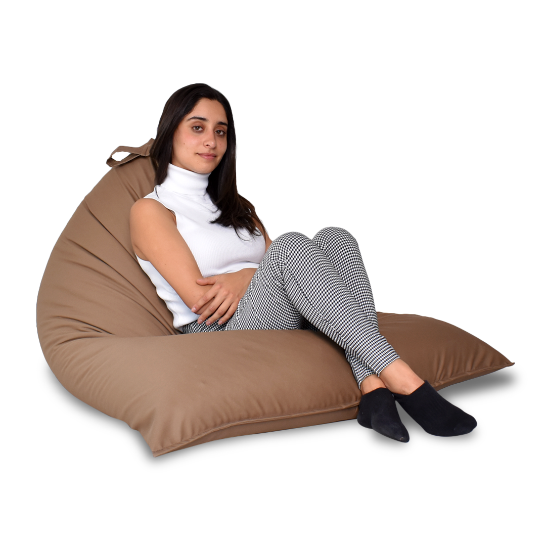 Puff Vela Lona Beige Con Relleno